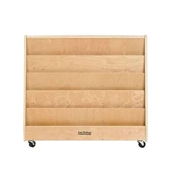 ECR4Kids Double-Sided Mobile Book Display, Classroom Bookshelf, Natural