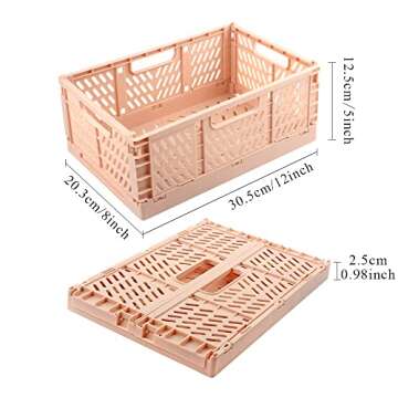 2-Pack Plastic Baskets for Shelf Organizing, Stackable Organizer Pantry Storage Bins, Folding Contai...