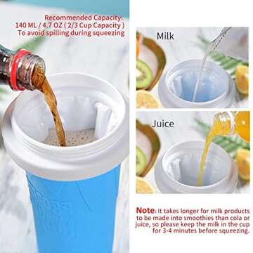 Slushy Cup - Tik Tok Magic Quick Frozen Smoothie Cup, Double Layer DIY Homemade Slushy Maker Cup, Food Grade Silicone Slushie Maker Cup with Spoon & Cleaning Brush for Kids, Birthday Gift - Pink