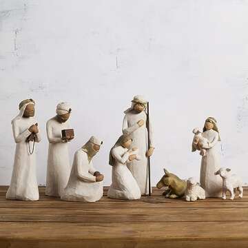 Willow Tree Nativity Starter Figures Plus Three Wisemen, Sculpted Hand-Painted 9-Piece Set