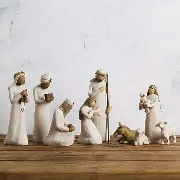 Willow Tree Nativity Starter Figures Plus Three Wisemen, Sculpted Hand-Painted 9-Piece Set