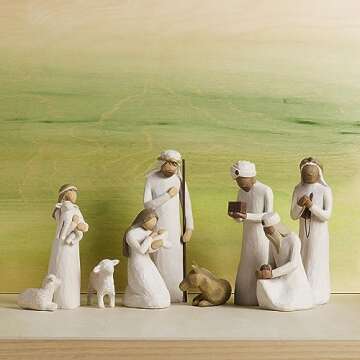 Willow Tree Nativity Starter Figures Plus Three Wisemen, Sculpted Hand-Painted 9-Piece Set