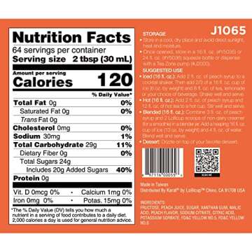 Tea Zone Peach Syrup for Beverages and Desserts