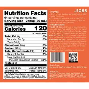 Tea Zone Peach Syrup for Beverages and Desserts