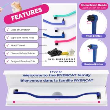 RYERCAT Cat Toothbrush - Gentle Dental Care for Pets