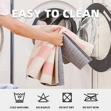 Stylish & Washable Pink Checkered Area Rug - TRUEDAYS