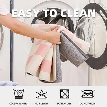 Stylish & Washable Pink Checkered Area Rug - TRUEDAYS