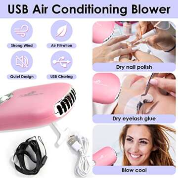 150ml/ 5.07 fl. oz Eyelash Extension Cleanser with Eyelash Fan Dryer, Lash Shampoo for Extension with Makeup Remover Pad Cleaning Brush, Paraben Sulfate Free Eyelash Shampoo for Salon Home Use