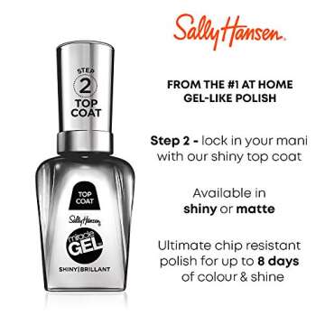 Sally Hansen Miracle Gel™, Shiny Top Coat, Long Lasting, Gel-Like Formula, No UV Lamp Needed, Clear Nail Polish