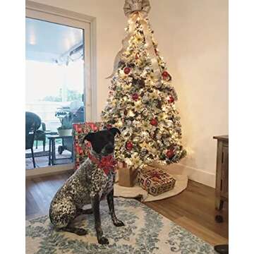 Uniqe Style Paws Christmas Grid Dog Collar, Female or Male Adjustable Dog Collar with Flower, Durable Floral Pattern Pet Collar for Small Dogs and Cats