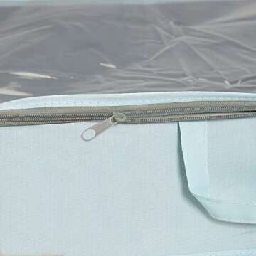 Amazon Basics Fabric Underbed Storage Bag Organizer with Handles - Jade Green, Pack of 2