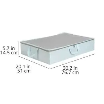 Amazon Basics Fabric Underbed Storage Bag Organizer with Handles - Jade Green, Pack of 2