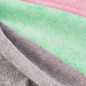 Amazon Basics Microfiber Cleaning Cloths, Free from Streaks/Lint/Scratch for Cars, Pack of 24, Green/Gray/Pink, 16" x 12"