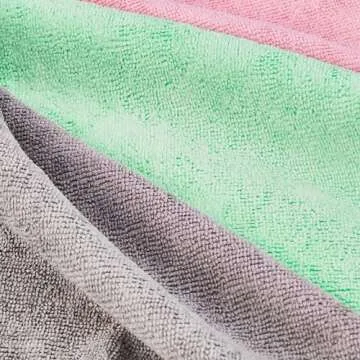 Amazon Basics Microfiber Cleaning Cloths, Free from Streaks/Lint/Scratch for Cars, Pack of 24, Green/Gray/Pink, 16" x 12"