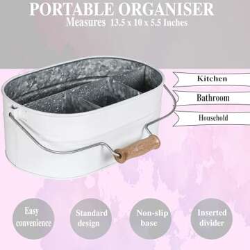 Alpha Living Rustic Metal Utensil Caddy – 4-Compartment Organizer