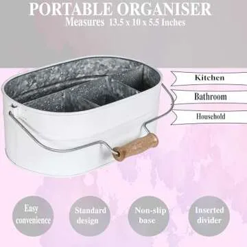 Alpha Living Rustic Metal Utensil Caddy – 4-Compartment Organizer