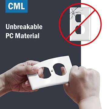 CML Duplex Outlet Covers, 50 Pack Electrical Outlet Wall Plate, 1-Gang Switch Plates, Dual Receptacle Faceplate, Standard Size 2.76’’ x 4.5’’, Impact Resistant, UL Listed, White, Contractor Pack