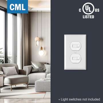CML Duplex Outlet Covers, 50 Pack Electrical Outlet Wall Plate, 1-Gang Switch Plates, Dual Receptacle Faceplate, Standard Size 2.76’’ x 4.5’’, Impact Resistant, UL Listed, White, Contractor Pack