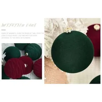 Velvet Christmas Ornaments - 12 Pcs Red Baubles for Holiday Decor