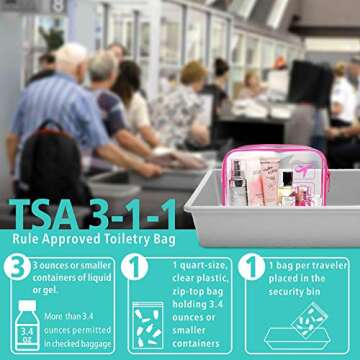 F-color TSA Approved Toiletry Bag - 5 Pack Clear Toiletry Bags Quart Size Travel Bag, Clear Cosmetic...