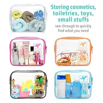 F-color TSA Approved Toiletry Bag Set - 5 Clear Travel Bags
