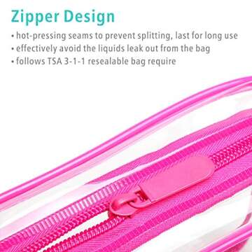 F-color TSA Approved Toiletry Bag - 5 Pack Clear Toiletry Bags Quart Size Travel Bag, Clear Cosmetic Makeup Bags for Women Men, Carry on Airport Airline Compliant Bag, 5 Colors