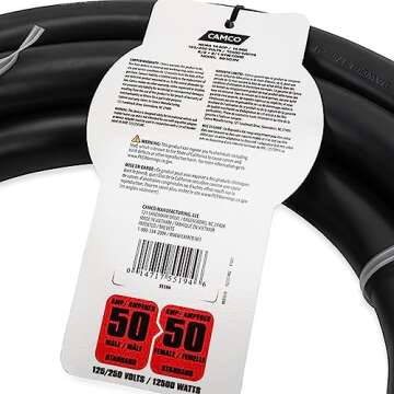 Camco 15 Foot 50 Amp Extension Cord for RVs and Campers