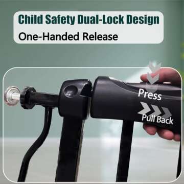 Thasamm Heavy Duty Baby & Pet Safety Gate - Extra Wide 76.4-81.1 Inch, Black Metal, Pressure Mounted, Walk-Through