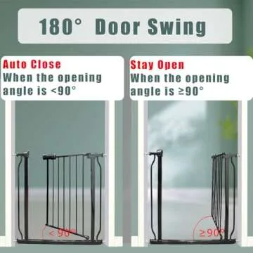 Thasamm Heavy Duty Baby & Pet Safety Gate - Extra Wide 76.4-81.1 Inch, Black Metal, Pressure Mounted, Walk-Through