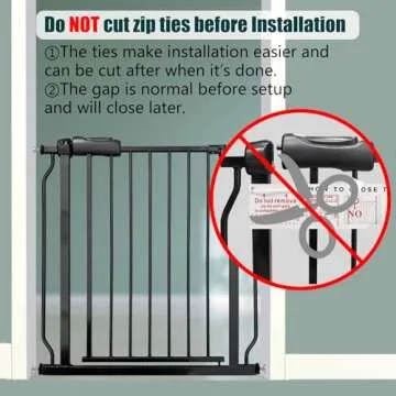 Thasamm Heavy Duty Baby & Pet Safety Gate - Extra Wide 76.4-81.1 Inch, Black Metal, Pressure Mounted, Walk-Through
