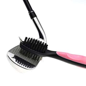 Mile High Life Microfiber Waffle Pattern Golf Towel | Club Groove Cleaner Brush | Foldable Divot Tool with Magnetic Ball Marker (Pink Towel/Brush/Fish Divot)