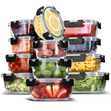 Airtight Glass Meal Prep Containers 12-Pack