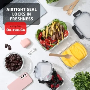 Airtight Glass Meal Prep Containers 12-Pack