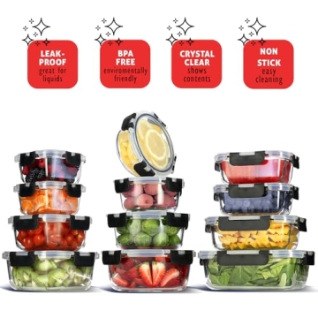 Airtight Glass Meal Prep Containers 12-Pack