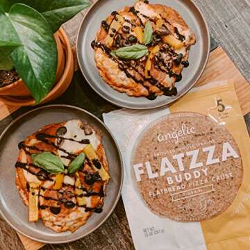 Angelic Bakehouse Flatzza Buddy Pack - 10 Ounce - Sprouted 7-Grain Flatbread Pizza Crust - Vegan, Kosher and Non-GMO (5 Crusts)