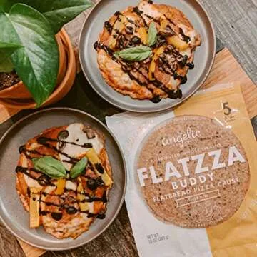 Angelic Bakehouse Flatzza Buddy Pack - 10 Ounce - Sprouted 7-Grain Flatbread Pizza Crust - Vegan, Kosher and Non-GMO (5 Crusts)