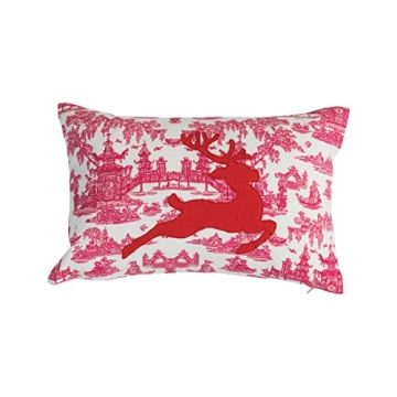 Creative Co-Op Cotton Lumbar Toile Pattern Pillow