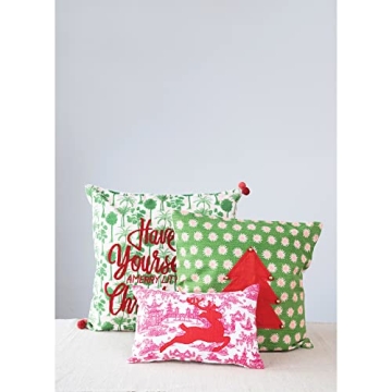 Creative Co-Op Cotton Lumbar Toile Pattern Pillow