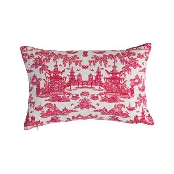 Creative Co-Op Cotton Lumbar Toile Pattern Pillow