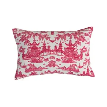 Creative Co-Op Cotton Lumbar Toile Pattern Pillow
