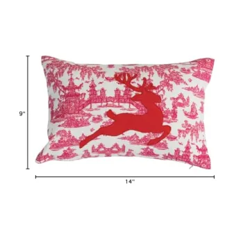 Creative Co-Op Cotton Lumbar Toile Pattern Pillow