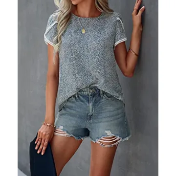 PRETTYGARDEN Women's Floral Lace Summer Tunic Tops