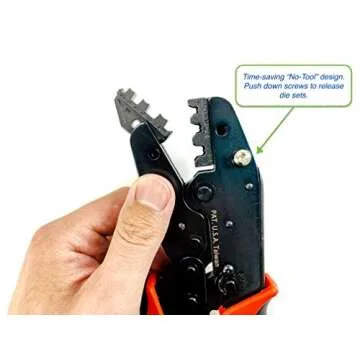ConnectoRF Heavy Duty Quick Change Ratchet Crimping Tool Kit for Coaxial Cable With Crimper Cutter S...