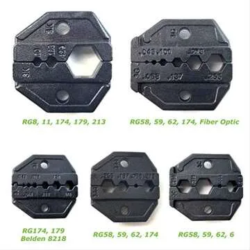 ConnectoRF Heavy Duty Quick Change Ratchet Crimping Tool Kit for Coaxial Cable With Crimper Cutter Stripper and 4 Die Sets