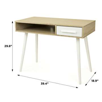 Humble Crew Writing Desk, Oak Wood/White
