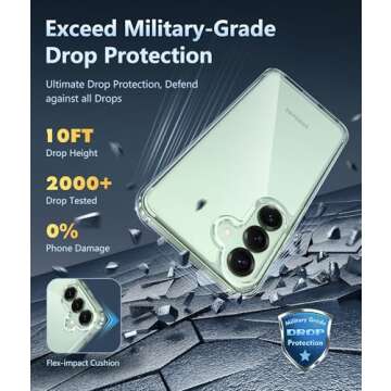 FNTCASE for Samsung Galaxy S25 Case: for Galaxy S24 Case Military Grade Drop Protection Anti Yellowing Cell Phone Cover - Rugged Shockproof Protective Bumper Transparent Cases(Clear)