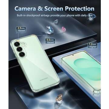 FNTCASE for Samsung Galaxy S25 Case: for Galaxy S24 Case Military Grade Drop Protection Anti Yellowing Cell Phone Cover - Rugged Shockproof Protective Bumper Transparent Cases(Clear)