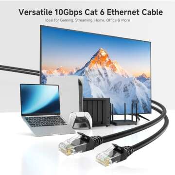 Cable Matters 10Gbps Snagless Cat 6 Ethernet Cable - 25ft, Cat 6 Cable, Cat6 Cord, Ethernet Cord, Black
