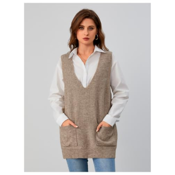 Stylish OYOANGLE Deep V Neck Sweater Vest for Women