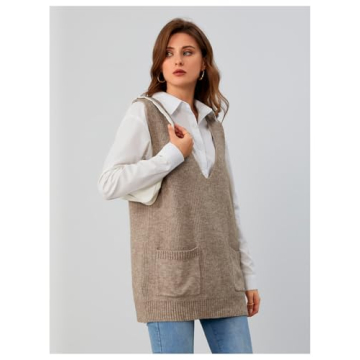 Stylish OYOANGLE Deep V Neck Sweater Vest for Women